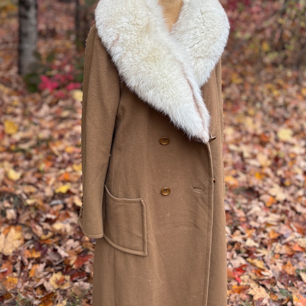 Saks Wool/Fur Coat